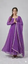 Bs 147 Georgette Printed Anarkali Kurti With Dupatta